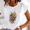 (Asian Size) Sweet Flower Trend 90s Casual Printed Tee Top Short Sleeve T Shirt Fashion Women Clothing O-neck Ladies Female Graphic T-shirts