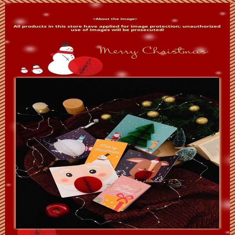 Pop Up Christmas Cards With Envelopes Sealing Stickers, 3D Honeycomb Xmas Cards, Cute Merry Christmas Card Holiday Greeting Gift