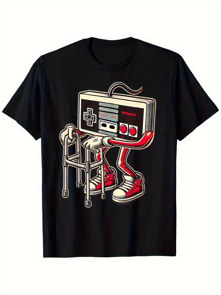 Ретро ИгрыВинтажный NESFamicom Геймпад Графический дизайн100% хлопок Круглый вырез Короткий рукав Повседневная с принтом Мужская футболка