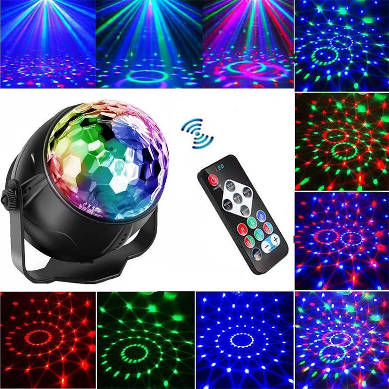Звуковая свадьба RGB сценический свет огни красочные для рождественской вечеринки DJ вечеринка огни хрустальный вращающийся диско-шар уникальный