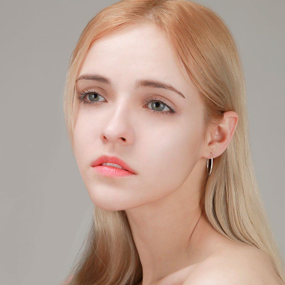 92.5 Sterling Silver Daily Simple Fashion Pipe Ring Silver Earrings 25mm