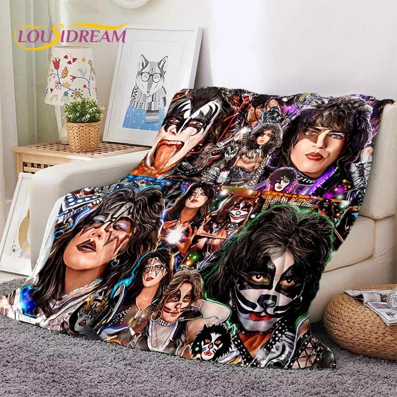 Персонализированное одеяло Kiss Rock Heavy Metal Band Gene Paul из мягкой фланели, Плед, Удобное одеяло для пикника, кровати, дивана, дома