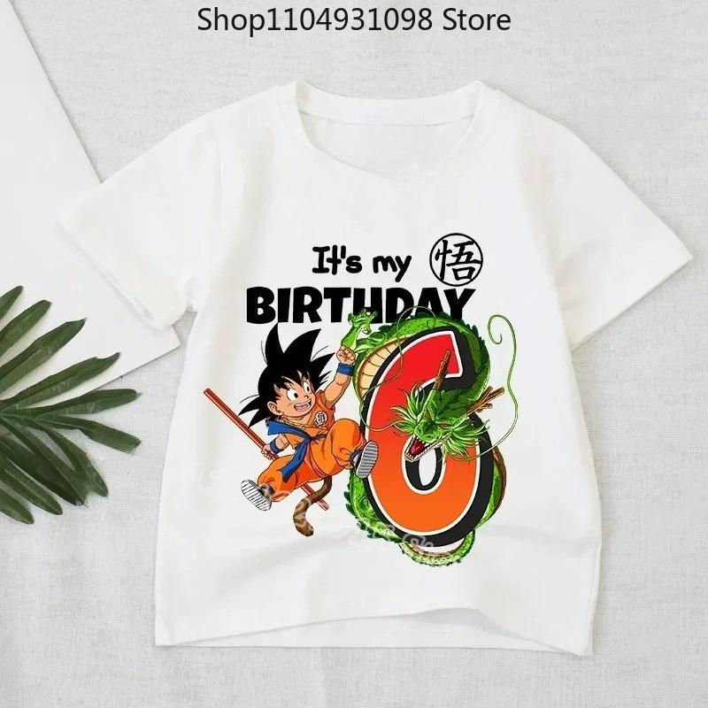 Футболка Dragon Ball для мальчиков Номер Одежда Мода Гоку Аниме Фигурка Принт Одежда Топы Детские Летние Дышащие Топы Подарок на День Рождения