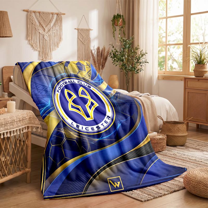 Leicester City Football Print Flannel Blanket Soft Warm Sofa Bed Throw Blanket For Home Office Bedroom