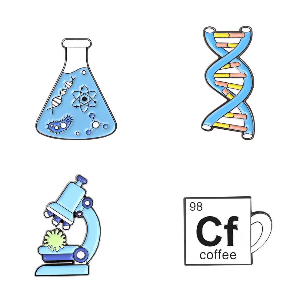 Science Teacher Gift Chemical Molecular Microscope Brooches Badges Enamel Pin Science