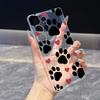 Черные отпечатки лап с красными сердцами Чехол для телефона для Samsung Galaxy S26 S25 S24 S23 S22 S21 S20 FE Plus Прозрачный ТПУ Защитный чехол