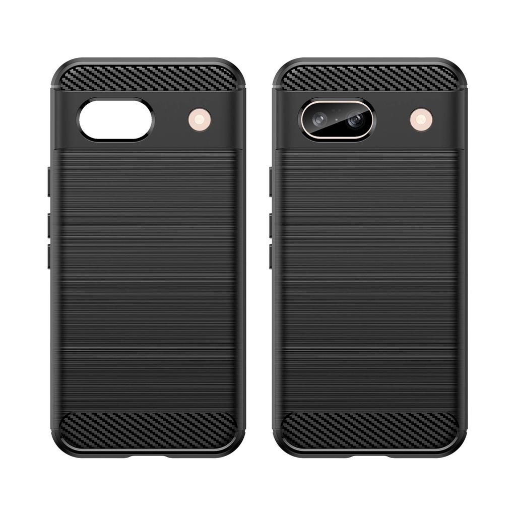 Carbon Case For Google Pixel 8A Flexible Silicone Carbon Cover - Black