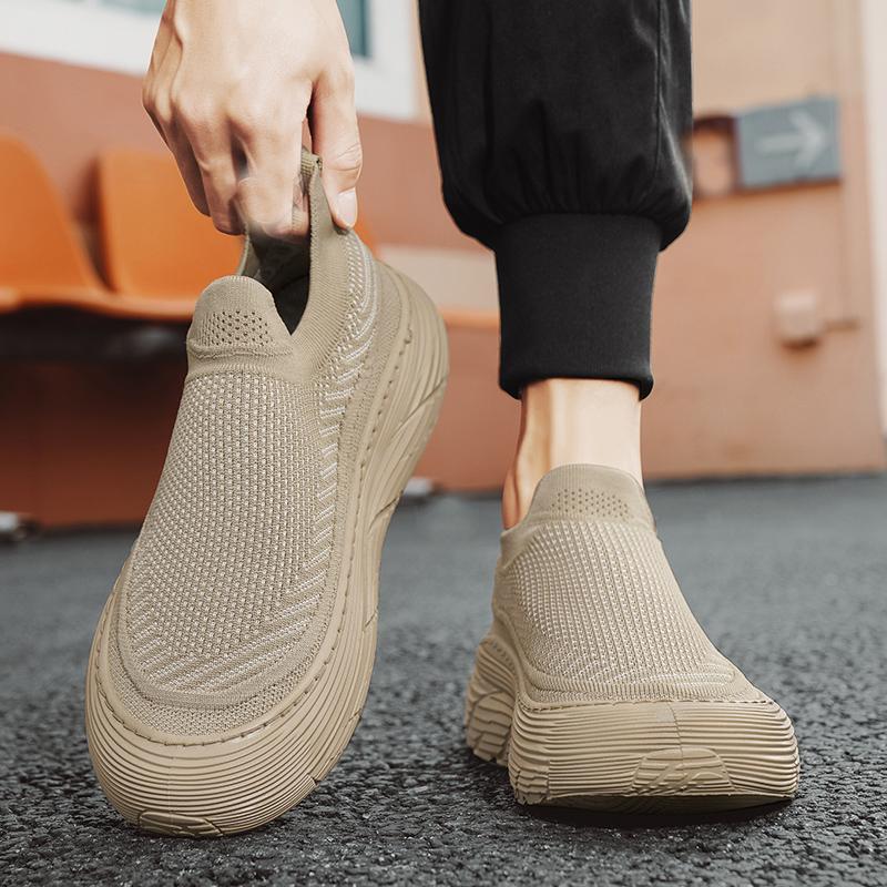 Мужская простая и модная спортивная обувь Fly Woven на толстой подошве, повседневная обувь для отдыха на открытом воздухе, дышащая мужская обувь, ленивая обувь