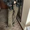 Street Leopard Print Flared Jeans High-waisted Thin Wide-legged Trailing Trousers Personality Retro Casual Trousers
