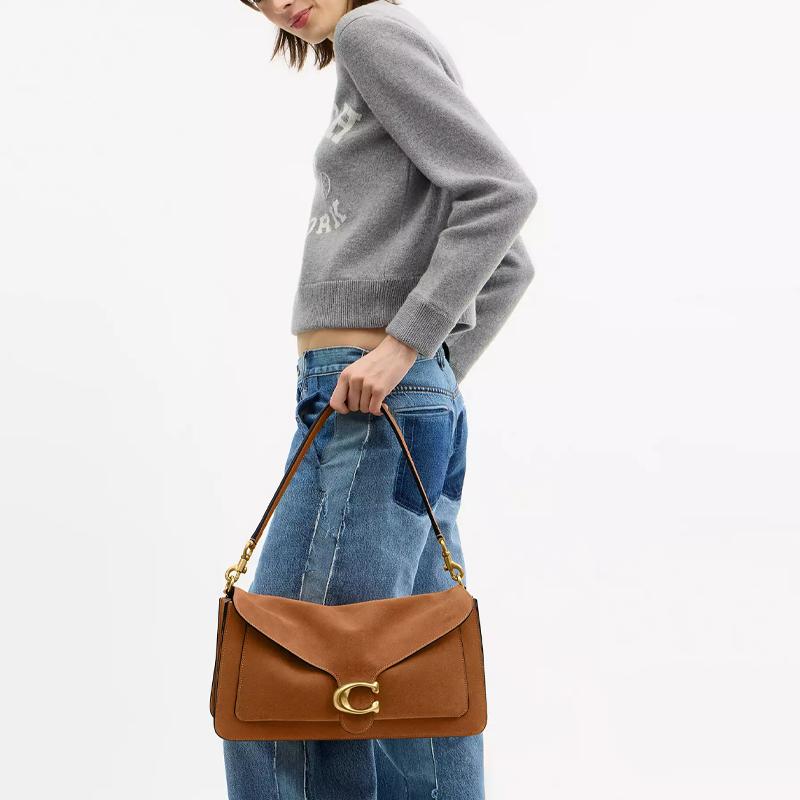 Coach Tabby 36 Logo Suede Shoulder Bag Large Women shoulder bag Caramel CEM12-B4CAR