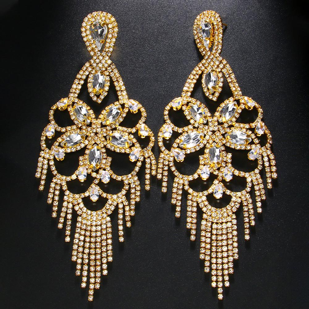 Гламурные разноцветные серьги с кисточками со стразами, серьги с цветами и кристаллами, длинные висячие серьги, женские модные украшения