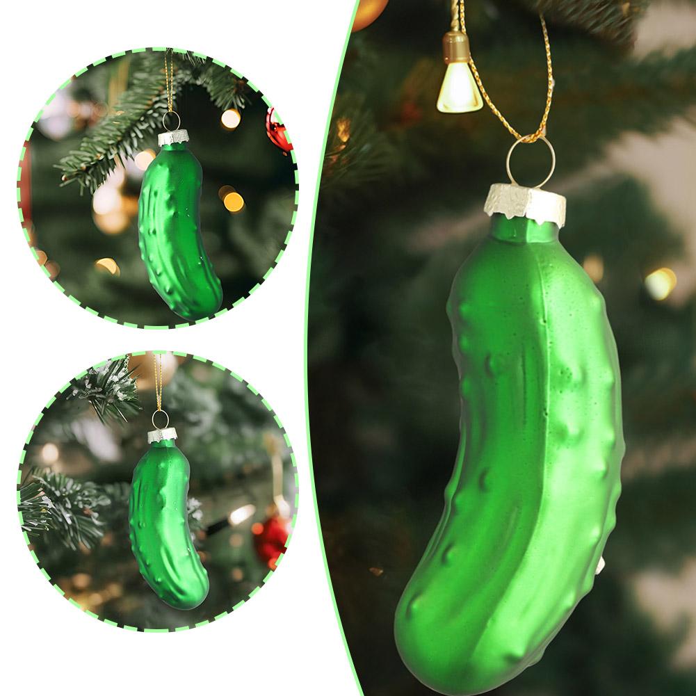 3/1pcs Christmas Cucumber Pendant Glass Cucumber Hanging Ornaments Tree Decoration For Bedroom Living Room Craft Pendant Tags