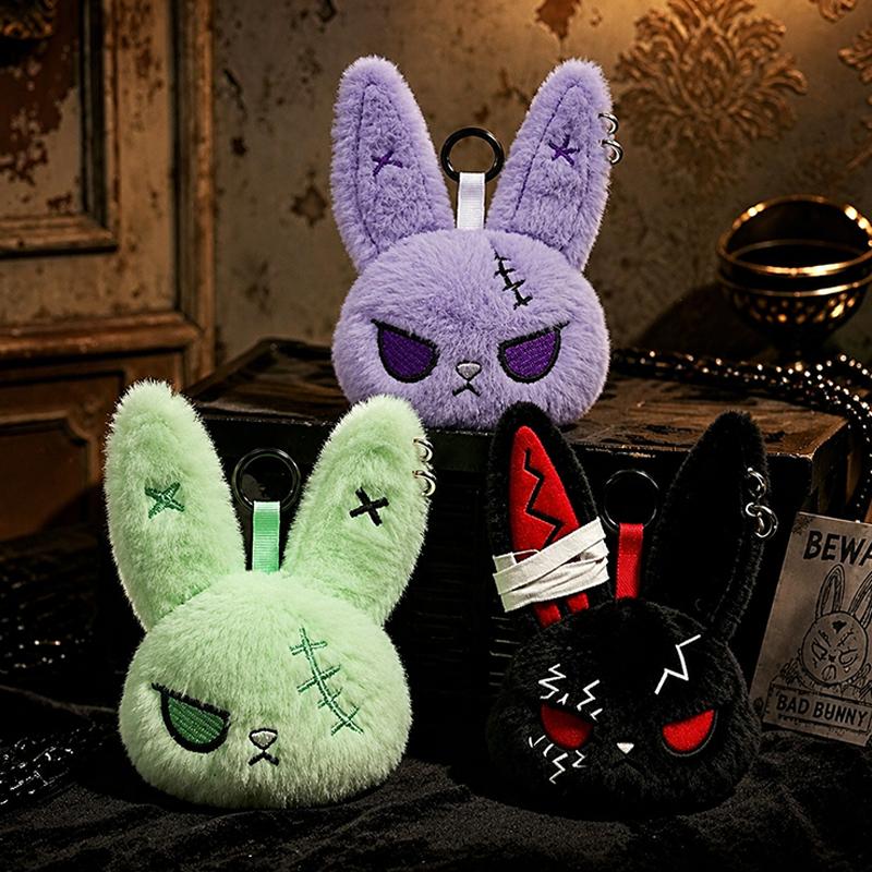 Dark Rabbit Keychain Gothic Style Bunny Keyring Backpack Pendant Charms Cartoon Hanging Keyring Birthday Party Gift