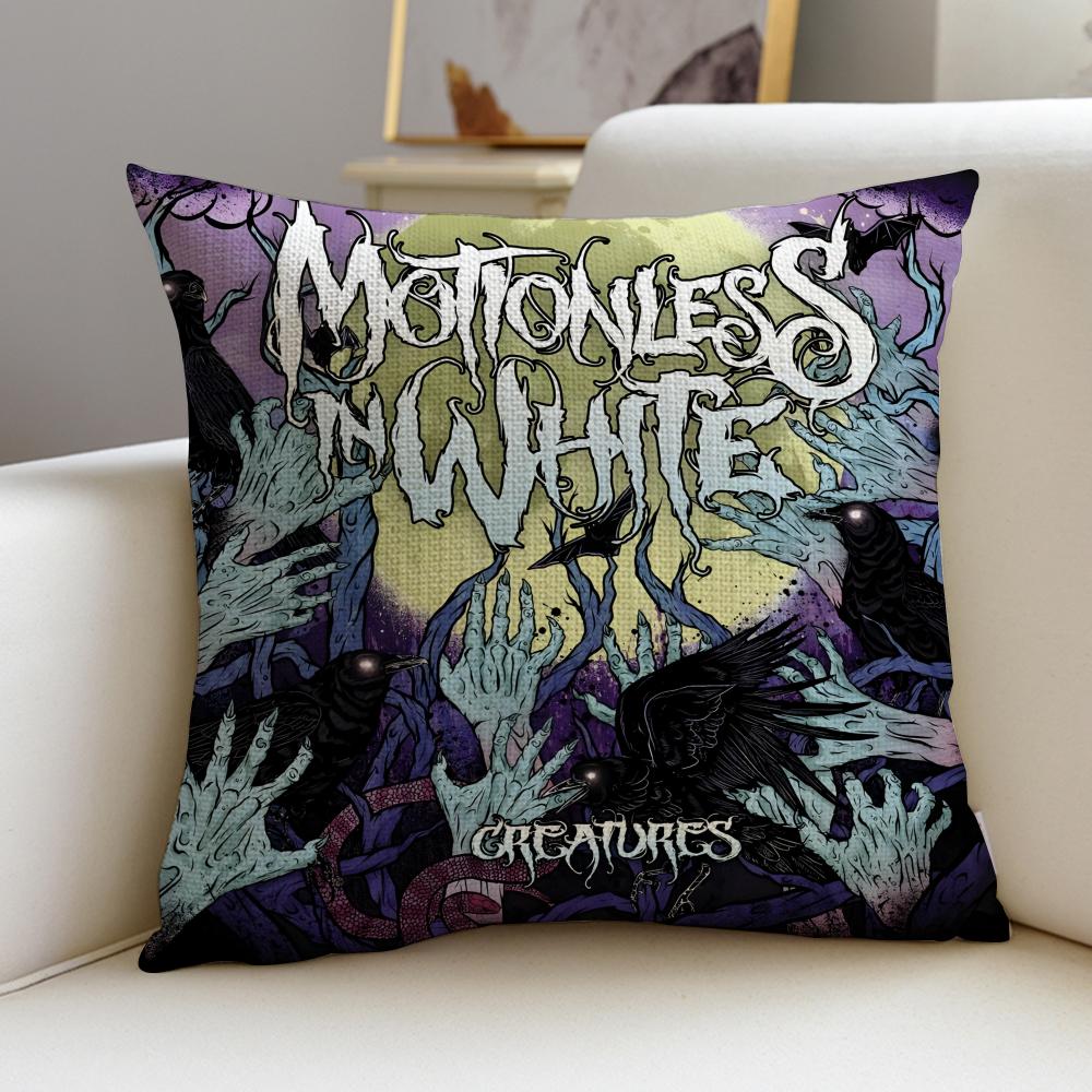 Gothic MMotionless In WhiteS Cushion Cover Breathable and skinfriendly linen pillowcase square removable and washable cushion