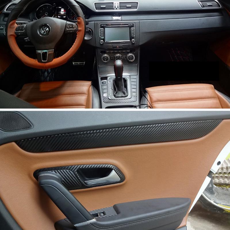 Для Volkswagen VW CC/Passat B7 внутренняя центральная панель управления дверная ручка наклейки из углеродного волокна наклейки аксессуары для стайлинга автомобиля
