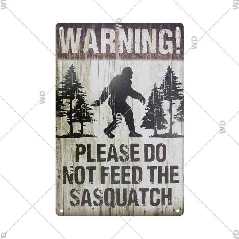 Beware Animals Dog Cat Bull Kraken Chickens Bigfoot Area Retro Tin Sign Caution Decorative Vintage Plaque Metal Poster Decor