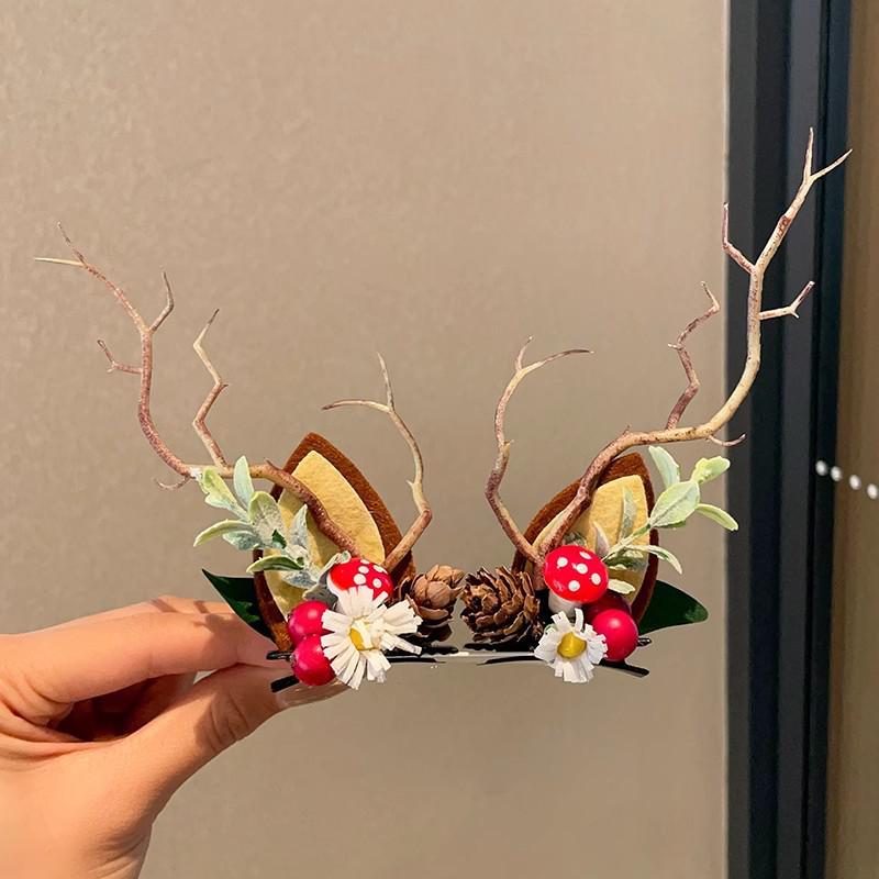Children's Christmas Antler Headband Hair Clip - Festive Holiday Accessory
