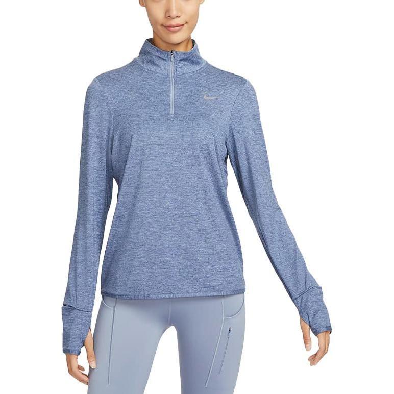 Nike Dri Fit T Shirts Women's Blue Stand Collar Moderate Straight Fit FB4317-493