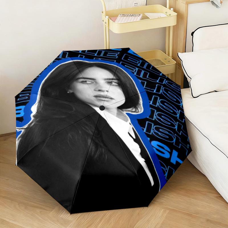 1 шт. Модный Эволюционный Автоматический Зонт Billie Eilish - Подходит для Путешествий, Улицы, Портативный Зонт, Подарок на День Рождения, Ежедневные Необходимости