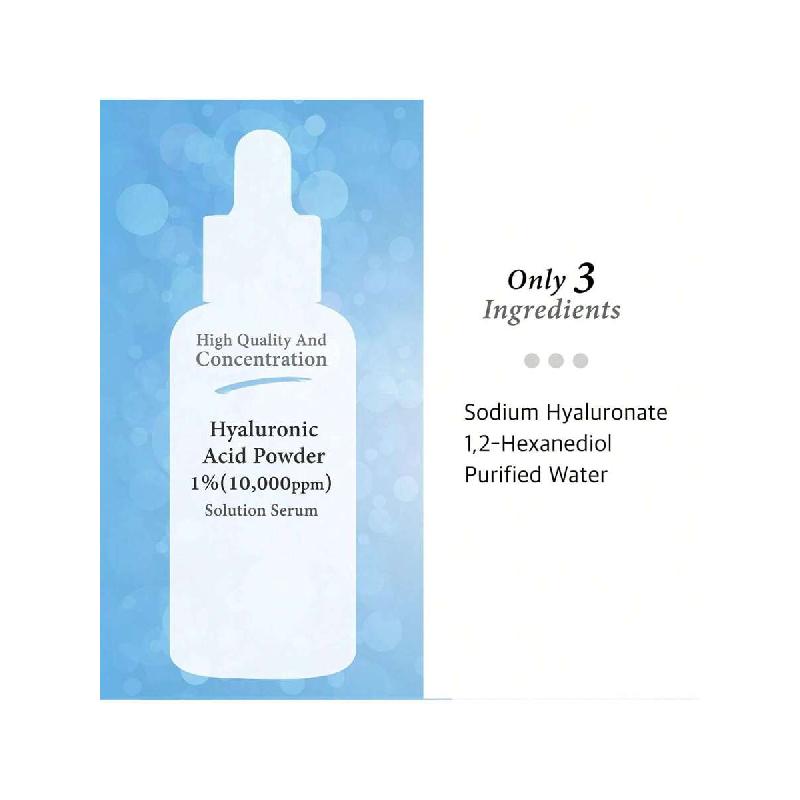 Сыворотка Cos De BAHA Pure Hyaluronic Acid 1% 10 000 ppm 60 мл, Увлажняющая сыворотка для лица от мелких морщин, Сыворотка для лица с интенсивным увлажнением для заметно упругой кожи
