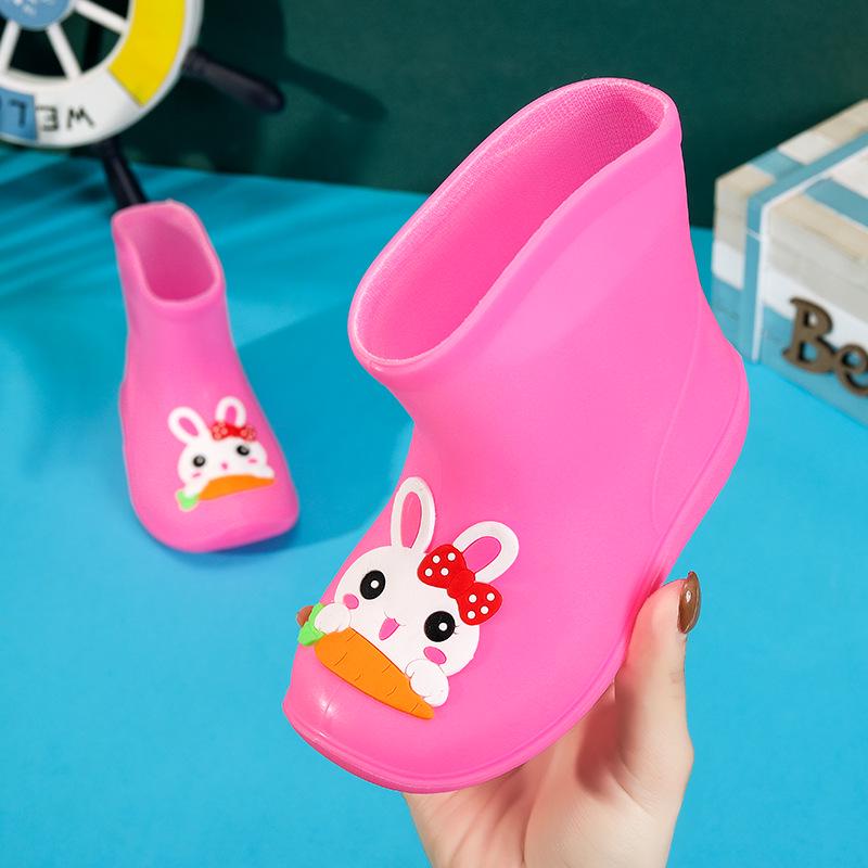 Детские непромокаемые сапоги с мультяшным динозавром, со шнурком, на хлопковой подкладке, для мальчиков и девочек, идеально подходят для детского сада.