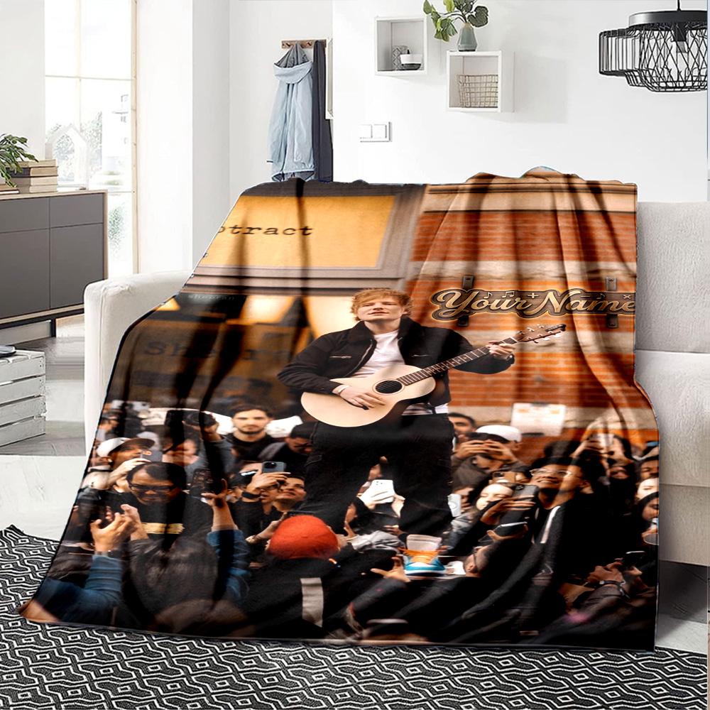 Sheeran Personalized Text Blanket Multi-purpose Customizable Blanket Soft Warm Cozy Great for Nap Picnics Bed Chair Ideal for All Seasons