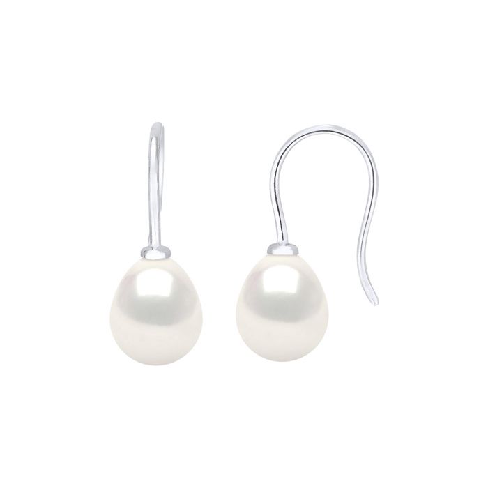 Boucles d'oreilles - PEARLS & COLORS - Pearls & Colors - Perle d'eau douce 8-9 mm - Or blanc 750/1000 - Pendant crochet