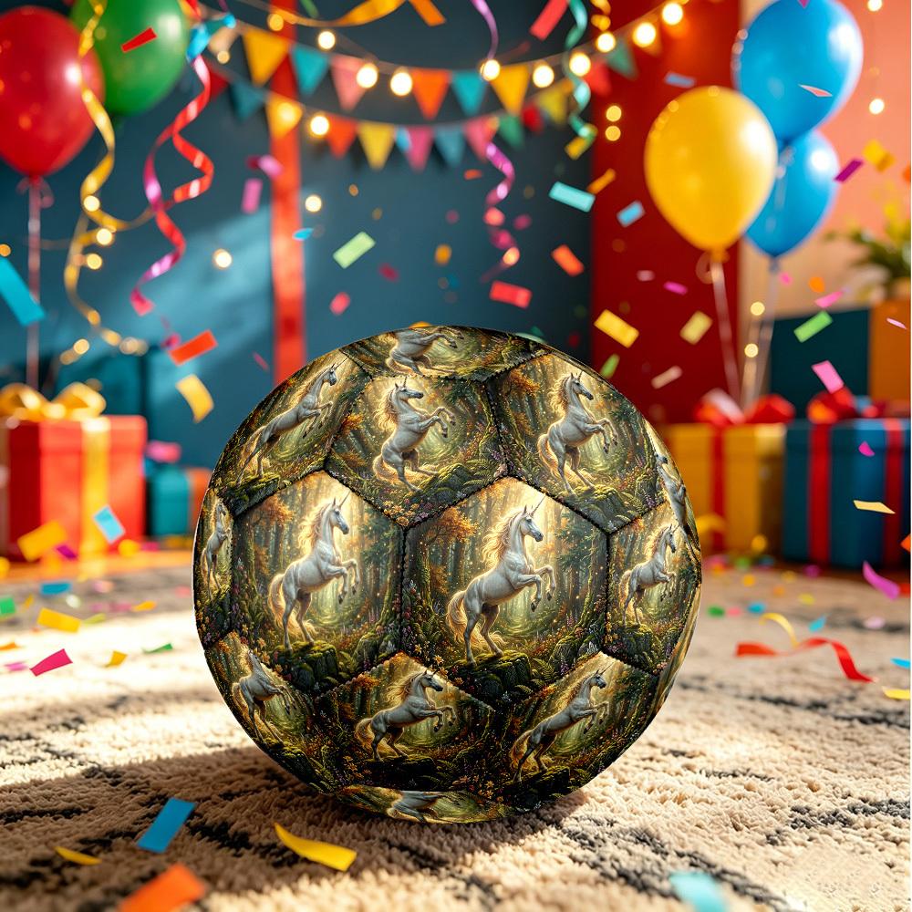 1pc Unicorn Forest Theme Soccer Ball Football, Size 5, Lightweight PVC, Outdoor Training Soccer Ball,Sports Gift t6144