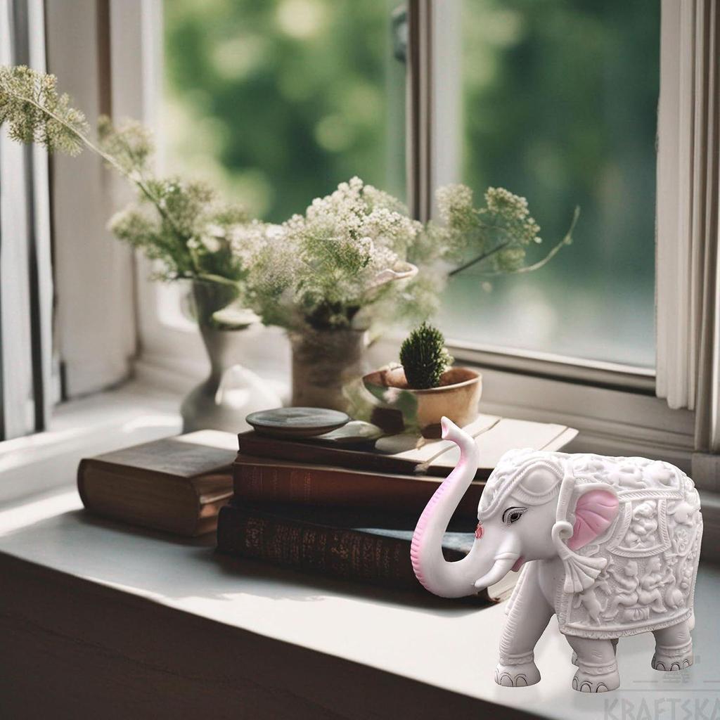 Слон, большая мраморная статуэтка из смолы, декоративный элемент для дома, 4x5 дюймов, слон, декор для дома, васту, полка (4 х 5 дюймов)