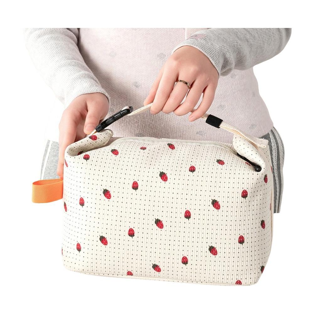 Interior Pockets Floral Corduroy Lunch Bag Floral Printed Picnic Bag Printed Food Handbag Picnic