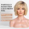 HAIRCUBE Парик с кружевной передней частью, завязанный вручную, парики из 100% натуральных волос для женщин, натуральный многослойный парик, волнистые разные стили для белых женщин - светло-русый омбре