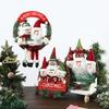 1pcs Fabric Christmas Wreath Garland with Santa and Snowman Door Wall Hanging Rattan Ornament for Holiday Scene Decor