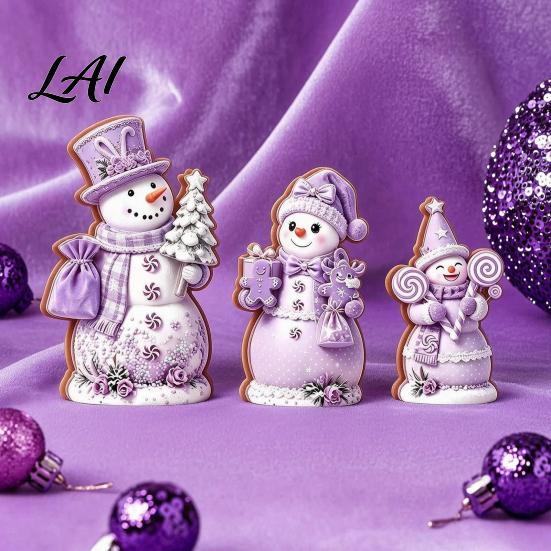 Wooden Snowman Ornaments 3PCS Christmas Ornaments Decorative Cute Festive Figures Creative Seasonal High-definition Printing Crafts for Holiday