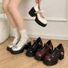 Platform Thick High Women Mary Jane Shoes Ladies Concise Outdoor Pumps Spring Autumn Women's Dress Leather Shoes