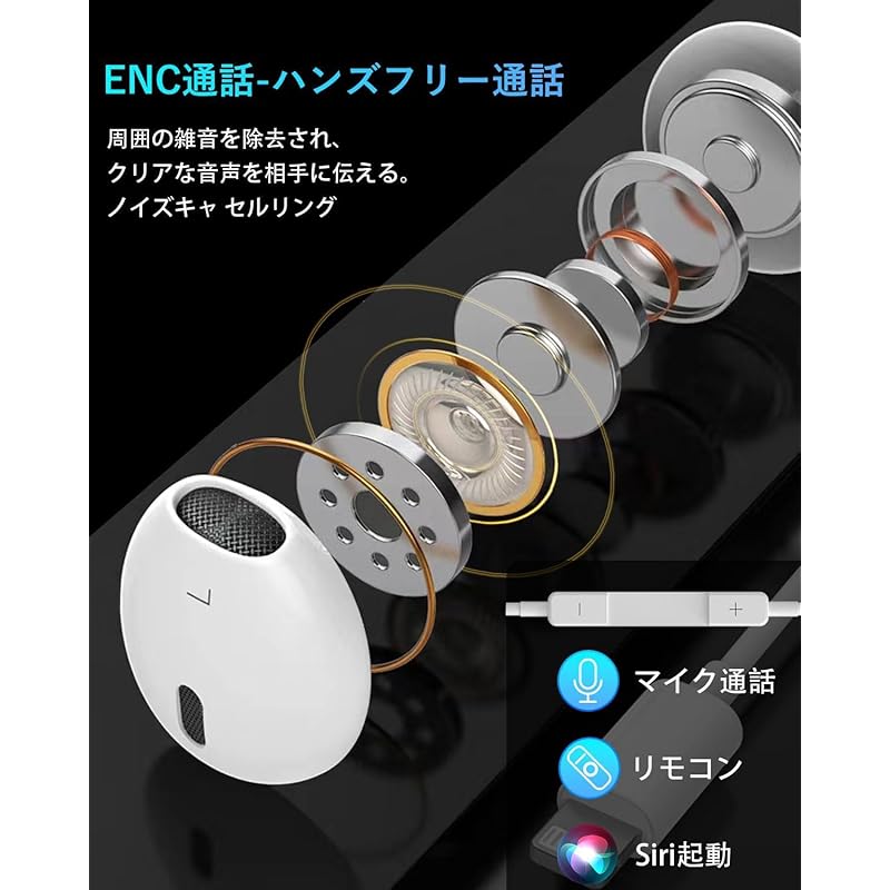 Наушники проводные без Bluetooth Lightning Наушники [сертифицировано MFi] для iPhone Совместимость с iPhone Lightning Предотвращение запутывания Превосходный звук