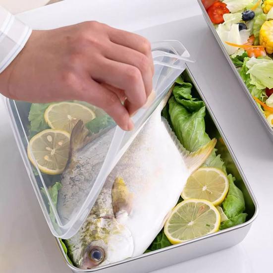 Контейнеры для еды из нержавеющей стали с крышками, прямоугольный контейнер для приготовления пищи для хранения в холодильнике