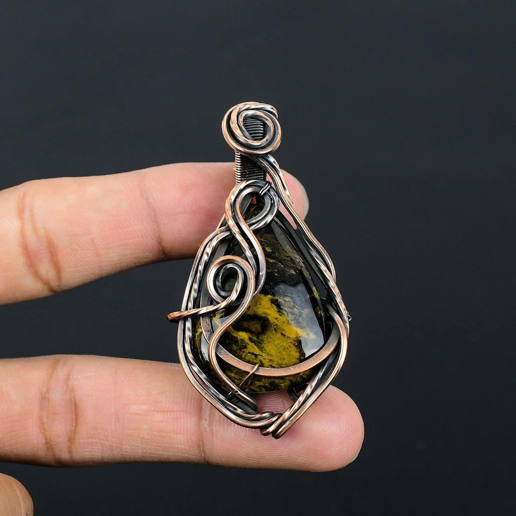 Драгоценный камень Pietersite из чистой медной проволоки, обернутый кулоном ручной работы, ювелирные изделия для нее
