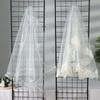 Elegant Two Layer White Ivory Short Simple Bridal Veil Wedding Veil Women's Tulle Lace Edge