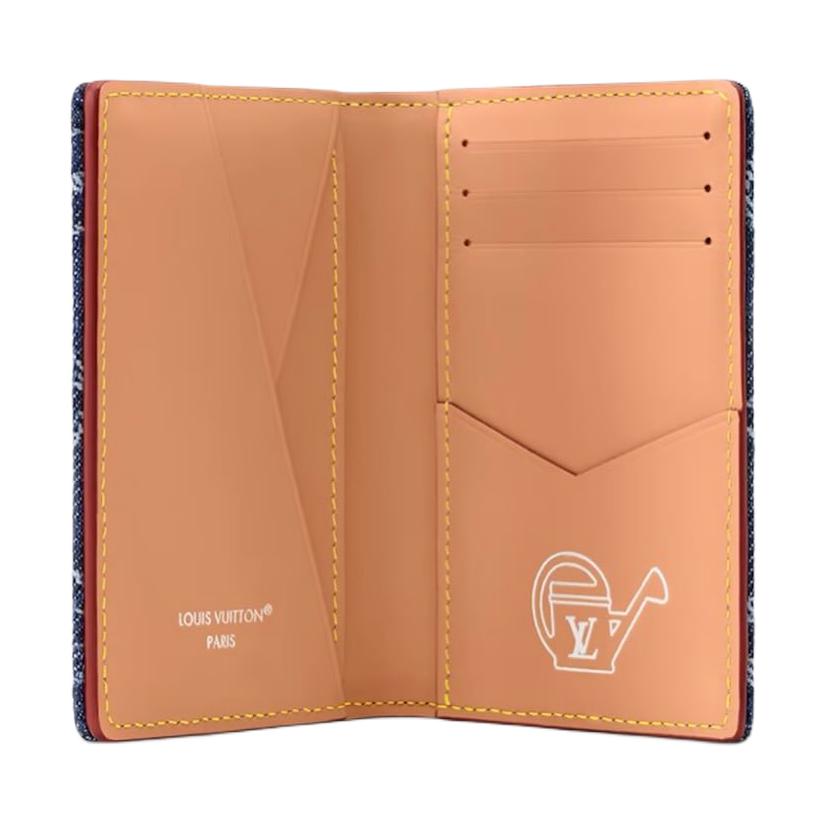 Louis Vuitton Pocket Organizer Denim Brand Letter Hot Stamping Denim Card Holder Regular Men Card Holder Blue M27560