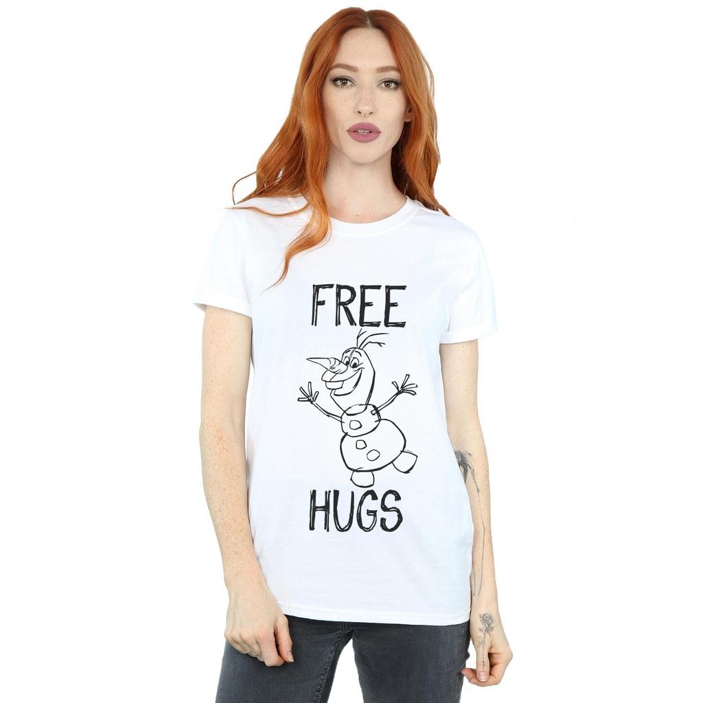 frozen Womens/Ladies Free Hugs Olaf Cotton Boyfriend T-Shirt