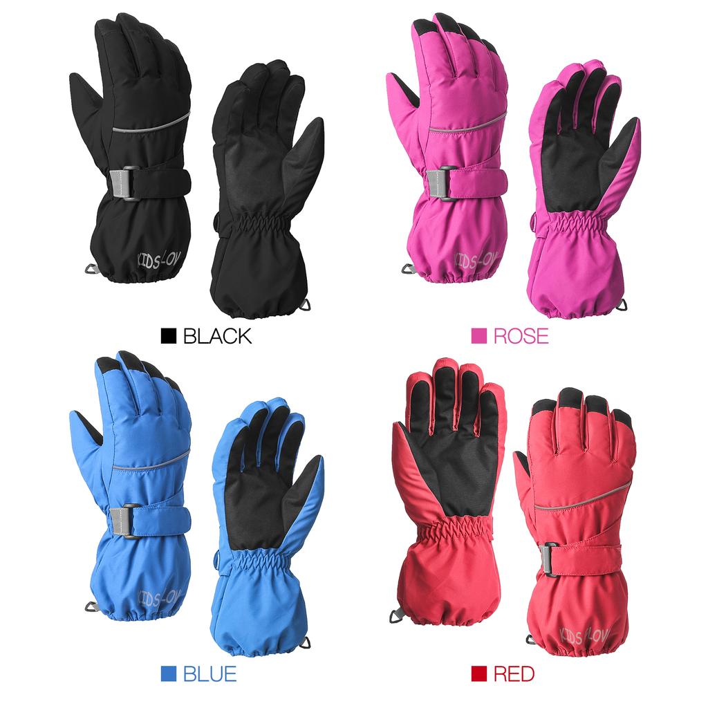 Children Snow Ski Gloves Waterproof & Windproof Winter Gloves Thermal Gloves Outdoor Warm Mittens Boys Girls Full-Finger Mittens Cold Weather Hand