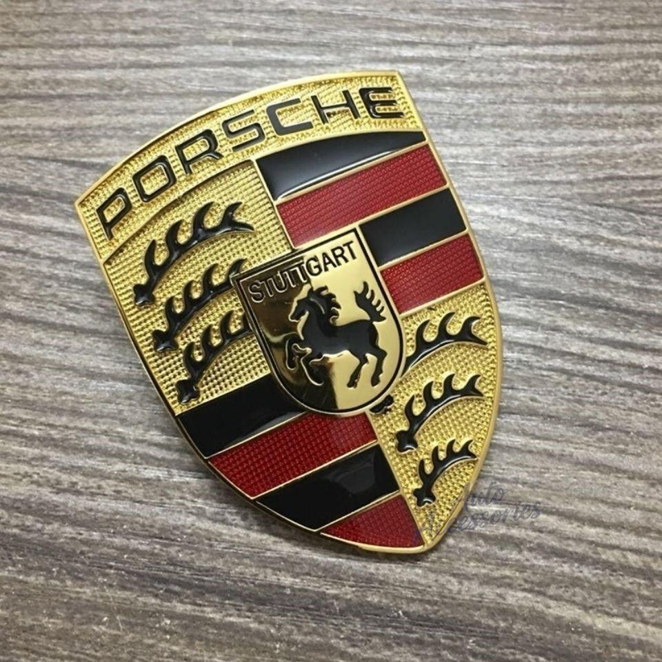 BMGB9 Car 3D Metal Sticker Emblem Body Badge Decals Accessories For Porsche Cayenne Panamera Macan 911 718 Boxster Taycan Cayman Pajun