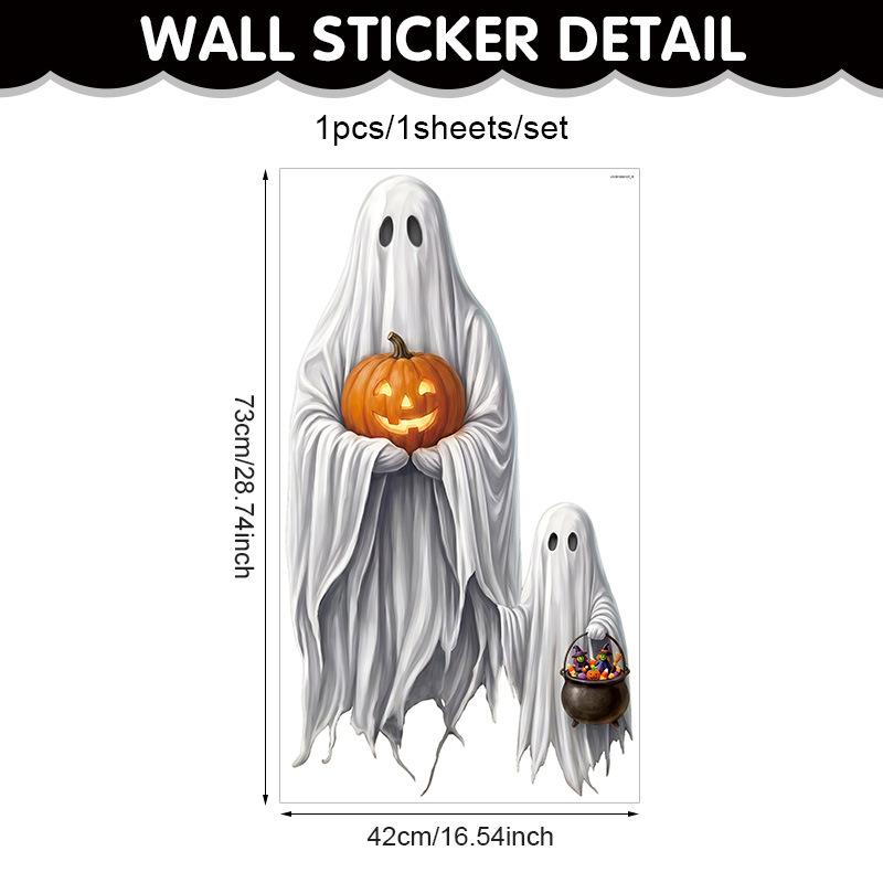 Halloween Lantern Ghost Wall Sticker Horror Bat Self-Adhesive PVC Sticker Holiday Party Decorative Window Sticker