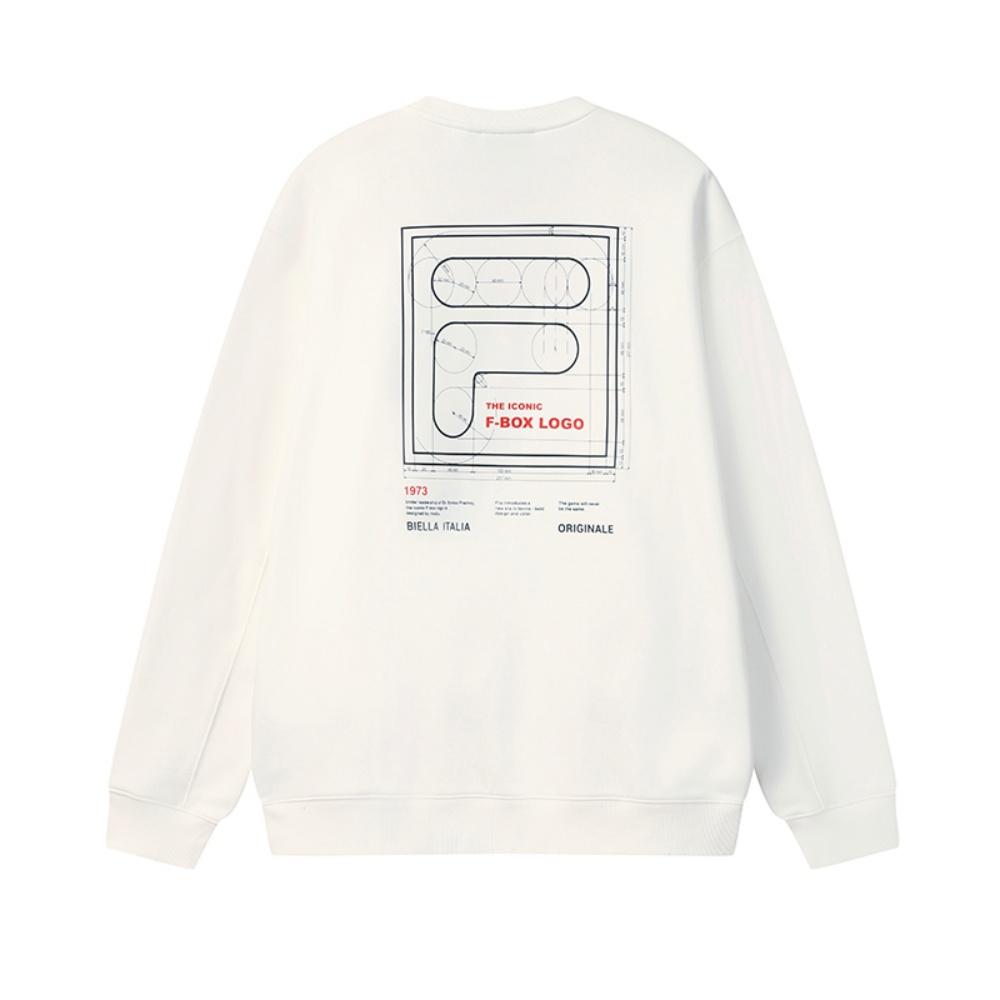 Fila Оригинальная флисовая версия Модный повседневный универсальный теплый свободный пуловер Толстовка Мужская толстовка Белая F11M549214FWT