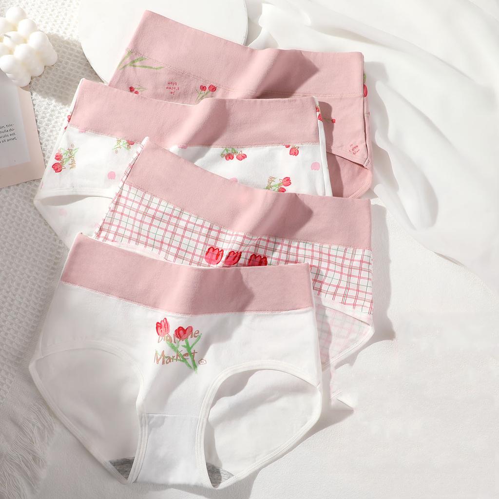 4 шт. хлопковые женские трусики с высокой талией, нижнее белье для похудения, большие размеры, дышащие милые трусики для девочек, мягкое женское белье