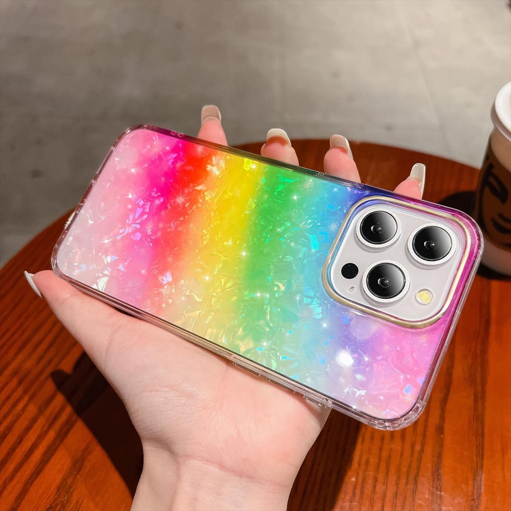 The IPhone16 Electroplated Shell Pattern Is Suitable for The IPhone 15 Phone Case and The Rainbow IPhone14 Pro Max Protective Case