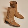 Модные женские ковбойские сапоги AIYUQI, нескользящие, с острым носком и пряжкой, женские мотоциклетные ботильоны, осенне-зимние