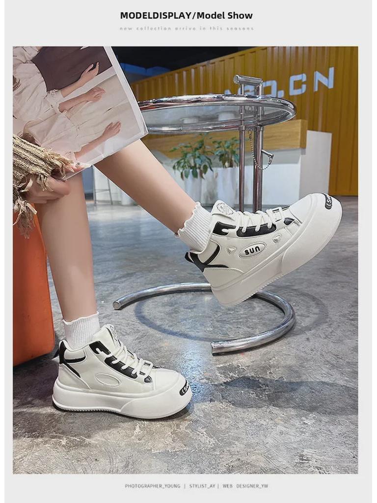 Женские высокие кроссовки на осень 2025 года: Трендовый универсальный белый спортивный повседневный