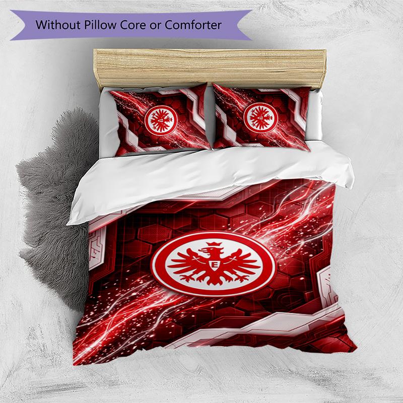 Eintracht Frankfurt Football Printed 3 Pieces Bedding Set, Comfortable Skin Friendly Bedroom Duvet Cover Set