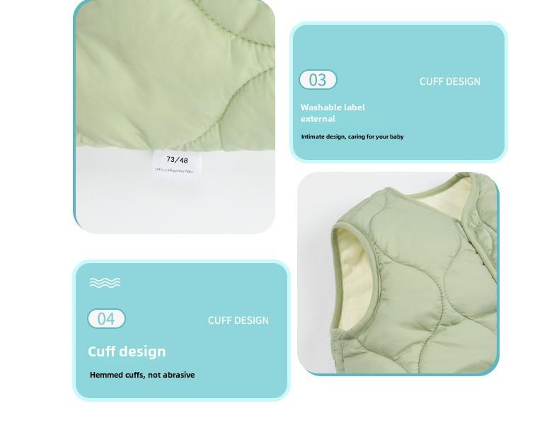 Cozy Quilted Baby Vest - Thick, Warm, Plus Velvet Outerwear for Spring & Autumn